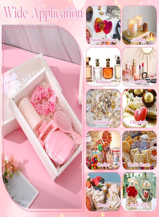 Faccito 8 Pcs Thank You Gift Boxes with Window Bulk 9.8x5.9x2.4 Inch Clear Bridesmaid Proposal Box with Pink Ribbon, White Bows, Double Sided Clear dot for Wedding, Packaging, Present, Birthday - Image 5